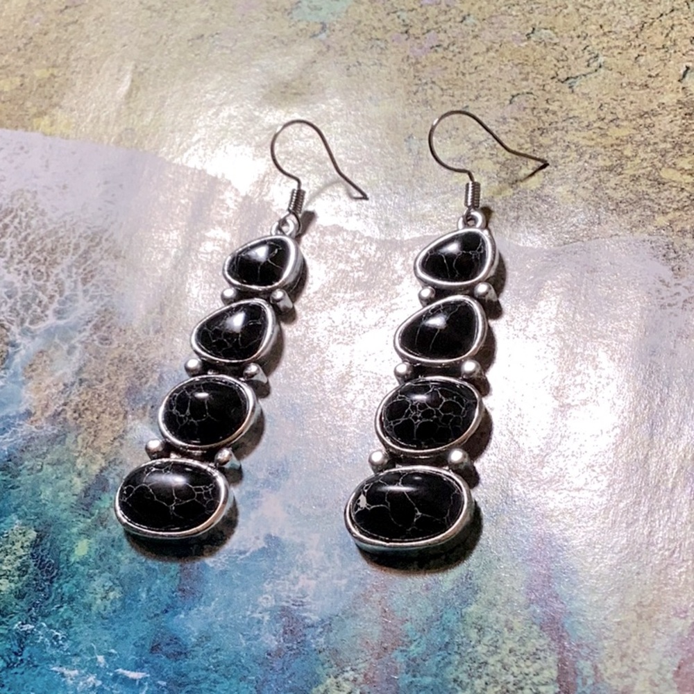 Black Jasper Long Earrings
